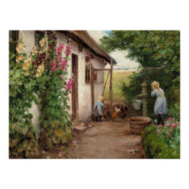 Außerhalb des Bauernhauses - H.A. Brendekilde Poster