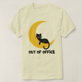 Außerhalb des Büros Schwarze Katze Design T-Shirt