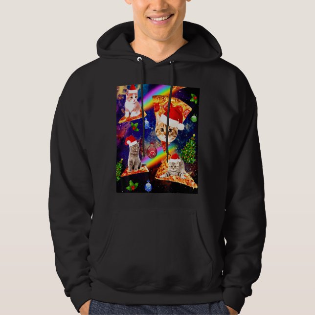 Außerhalb des Weltraums reiten Weihnachtskatzen au Hoodie (Vorderseite)