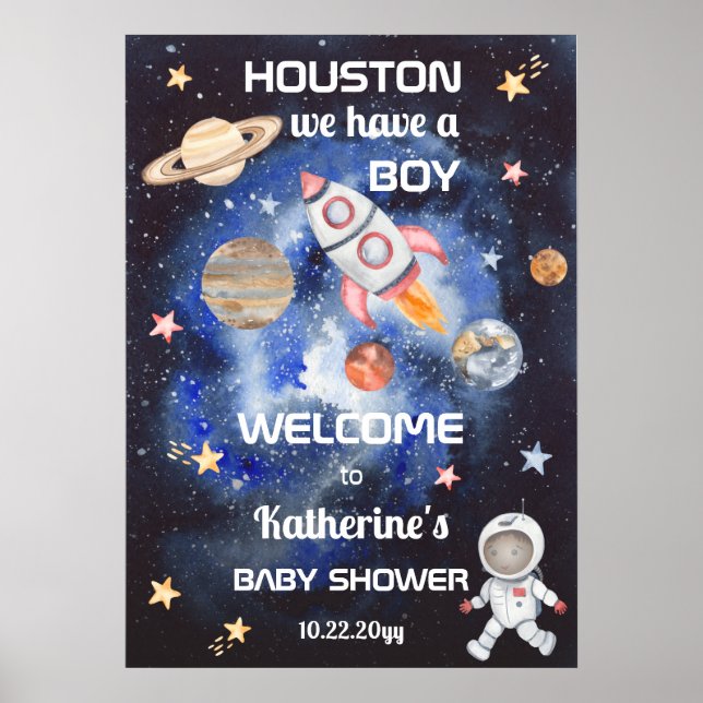 Außerhalb von Houston haben wir einen Boy Baby Sho Poster (Vorne)