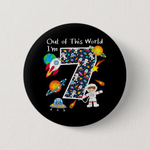 Außerirdisch Ich bin 7 Weltraum 7 Jahre alt 7. Geb Button