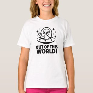 Außerirdisch lustiges Alien-Raumschiff-Grafik T-Shirt