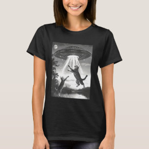 Außerirdische Entführung Katzen UFO Fliegende Unte T-Shirt