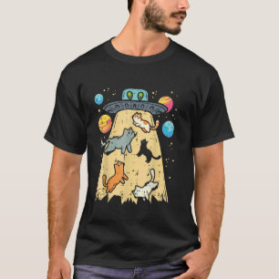 Außerirdische Entführung Katzen UFO Fliegende Unte T-Shirt