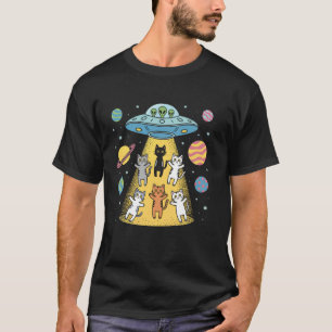 Außerirdische Entführung Katzen Ufo Lustiger Weltr T-Shirt