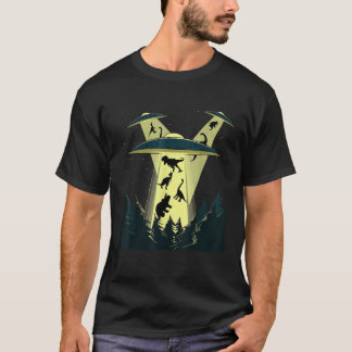 Außerirdische Entführung Raumschiff Dinosaurier Lu T-Shirt