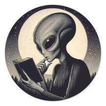 Außerirdische Frau liest Buch Vintage-Kunst