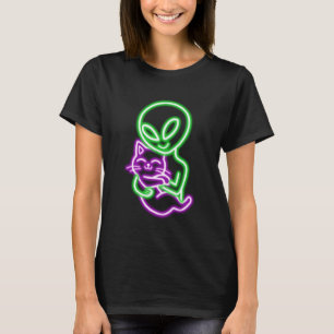 Außerirdische Haustier Katze UFO Mond Tag Kätzchen T-Shirt