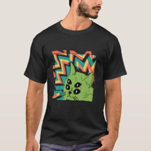 Außerirdische Katze mit 4 Augen Surrealer Stil Vin T-Shirt