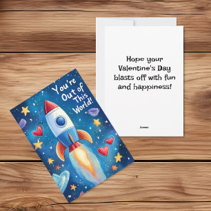 Außerirdische Kids Valentinstag Feiertagskarte