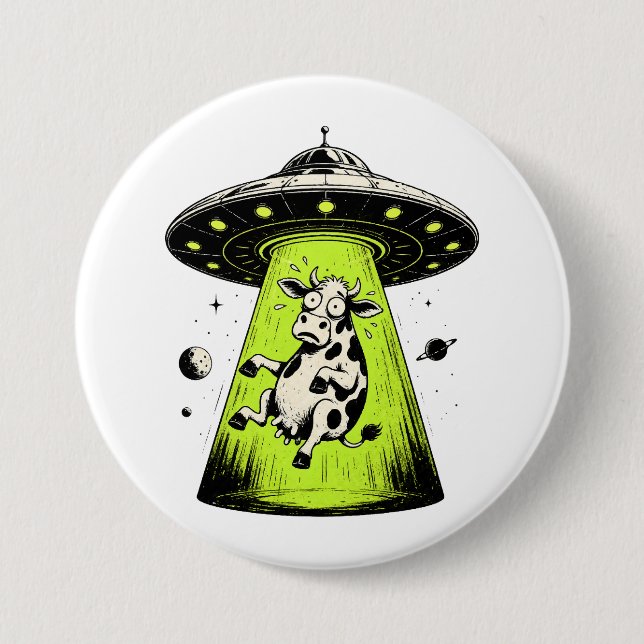 Außerirdische Kuh Entführung Weirdcore Surreal Button (Vorderseite)