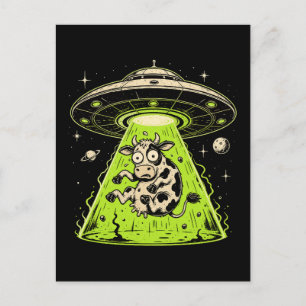 Außerirdische Kuh Entführung Weirdcore Surreal Postkarte
