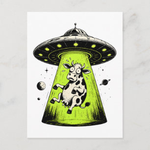 Außerirdische Kuh Entführung Weirdcore Surreal Postkarte