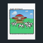 Außerirdische-Kühe Postkarte<br><div class="desc">Wir wissen jetzt,  dass Kühe wirklich Außerirdische sind,  die eine sehr unglückliche Erfahrung mit unserem Planeten hatte. :-) "wir kamen für sie zu spät,  Xaweena… ließen uns gehen Zuhause." zurück</div>