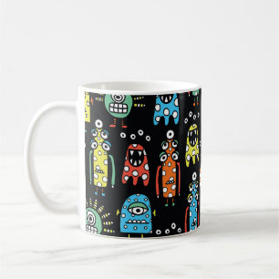 Außerirdische Monster: Süße nahtlose Vintage Kaffeetasse