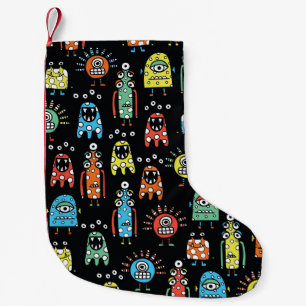 Außerirdische Monster: Süße nahtlose Vintage Kleiner Weihnachtsstrumpf