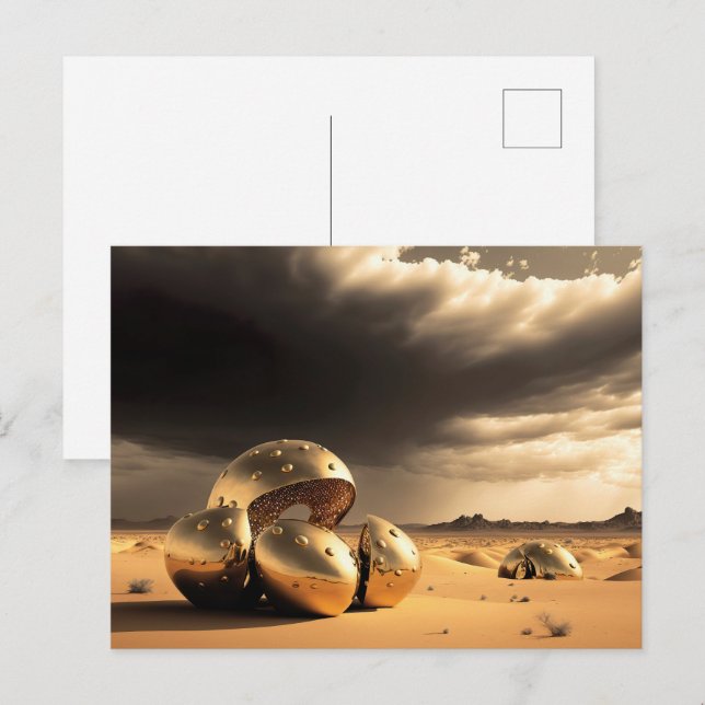 Außerirdische Relikte in der Wüste Postkarte (Vorne/Hinten)