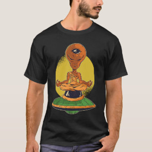außerirdische Weltraum Aliens UFO Yoga Frieden 1 T-Shirt