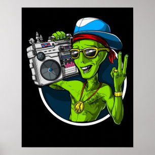 Außerirdischen Boombox Music Party Poster