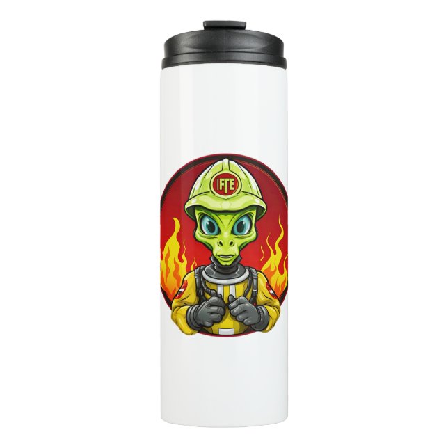 Außerirdischen Feuerwehrmann auf Thermosbecher (Vorderseite)