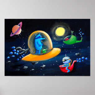 Außerirdischen Funny Outer Space Kinderzimmer Poster