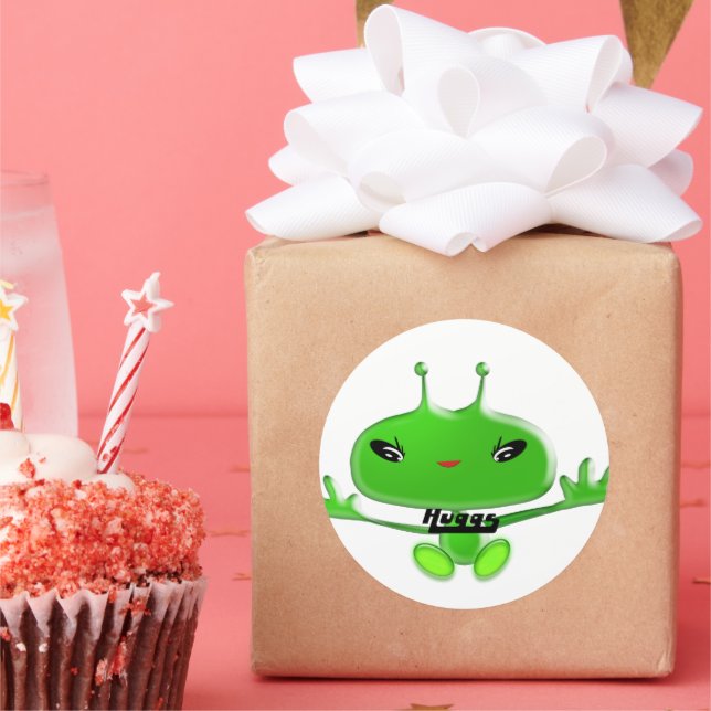 Außerirdischen Huggs Runder Aufkleber (Party)