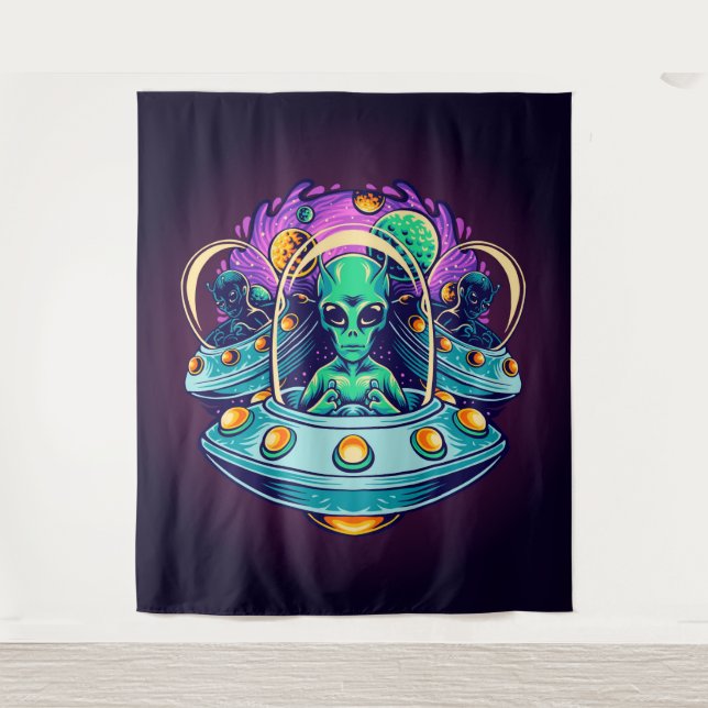 Außerirdischen im Weltraum Wandteppich (Vorderseite)