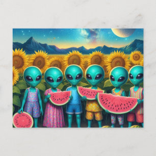 Außerirdischen mit Watermelon Postkarte