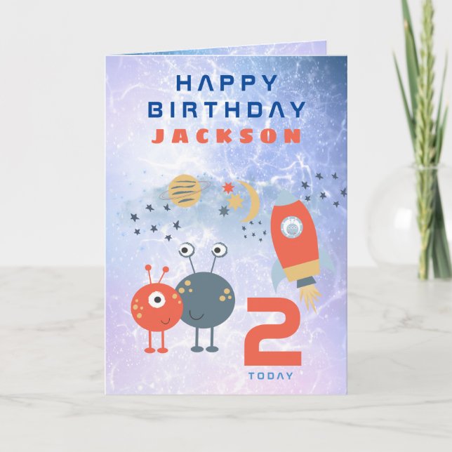 Außerirdischen Raumschiff Alter 2 Geburtstag Weltr Karte (Vorderseite)