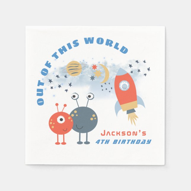 Außerirdischen Raumschiff Moon Stars Junge 4. Gebu Serviette (Vorderseite)