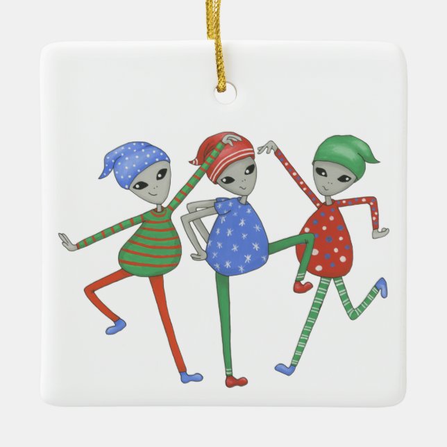 Außerirdischen-Rock für Weihnachten #3 Keramikornament (Vorderseite)