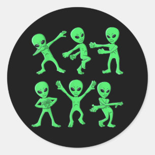 Außerirdischen tanzen Challenge Halloween Runder Aufkleber