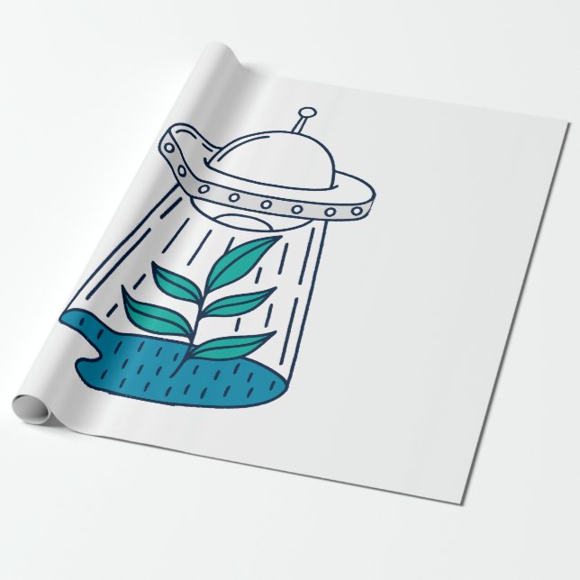 AUSSERIRDISCHEN UFO GESCHENKPAPIER (Ungerollt)