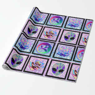 Außerirdischen und UFOs für Holografische Alien Geschenkpapier