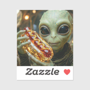 Außerirdischer Alien mit kristallinem Hotdog Aufkleber
