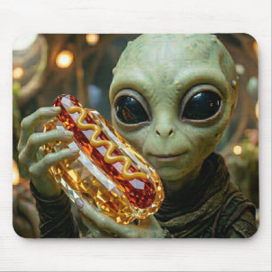 Außerirdischer Alien mit kristallinem Hotdog Mousepad