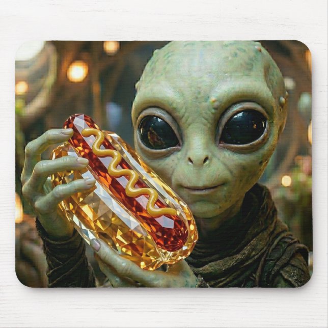 Außerirdischer Alien mit kristallinem Hotdog  Mousepad (Vorne)