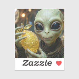 Außerirdischer Alien und kristalliner Zitrone Aufkleber