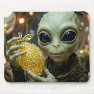 Außerirdischer Alien und kristalliner Zitrone Mousepad