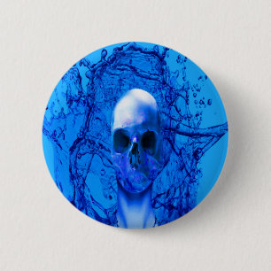 Außerirdischer blauer Schädel Button