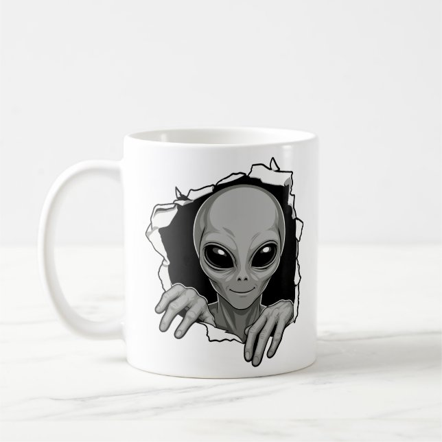 Außerirdischer durchbricht Wand Kaffeetasse (Links)