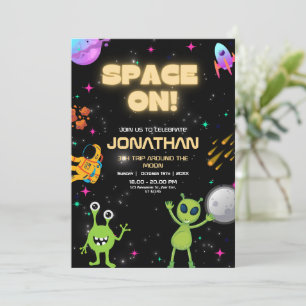 Außerirdischer Geburtstag Alien UFO Weltraum Einladung