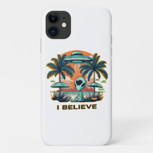 Außerirdischer mit UFO ICH GLAUBE Case-Mate iPhone Hülle