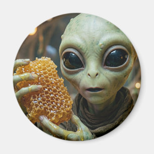 Außerirdisches Alien-Wesen mit Honigwabe Magnet