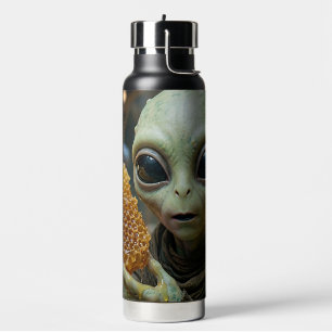 Außerirdisches Alien-Wesen mit Honigwabe Trinkflasche