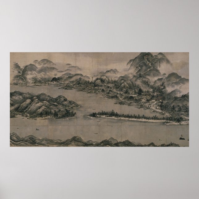Aussicht auf Ama-no-Hashidate durch Sesshū Tōyō Poster (Vorne)