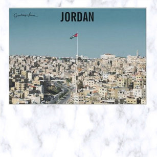 Aussicht auf Amman Jordan mit Flagge Postkarte