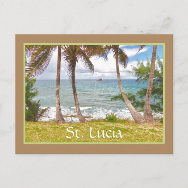 AUSSICHT AUF ATLANTIK VON PIGEON INSEL, ST. LUCIA POSTKARTE (Vorderseite)