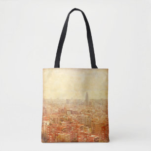 Aussicht auf Barcelona im Grunge und Retro-Stil. B