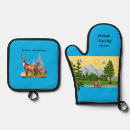 Aussicht auf Berge Ofenhandschuh & Topflappen-Set